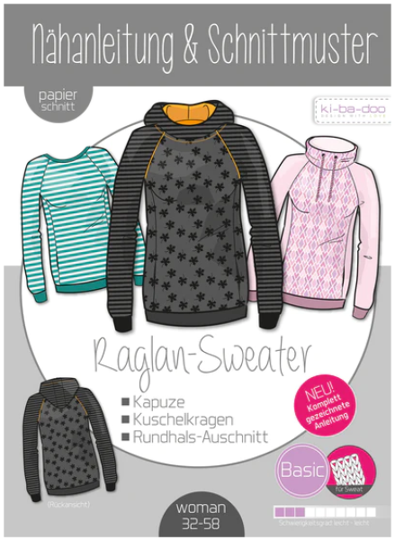 Papierschnittmuster Raglan Sweater Damen, ki-ba-doo